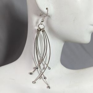Sterling Silver Dangling Curved Bars Lightweight Drop Earrings